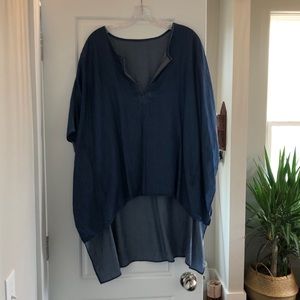 Chambray High-Low cocoon Tunic